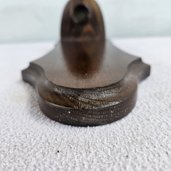 VTG Wooden Wall Sconce Taper Pillar Candle Holder One MCM Brown Scalloped - Picture 3 of 7